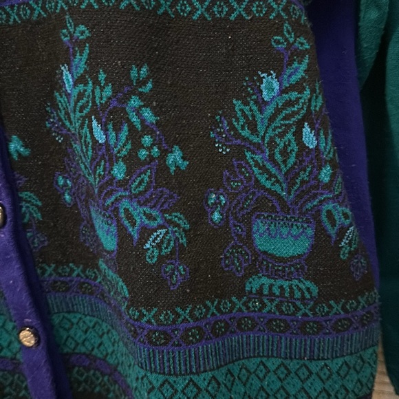 Alfred Dunner Vintage 1990s Y2K Jewel Tone Floral Layered Cardigan Sweater Small - Picture 9 of 16